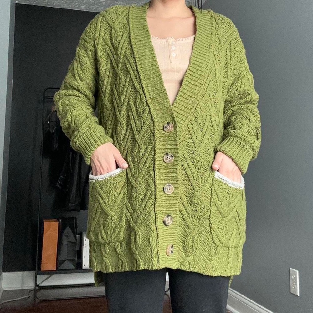 Free People Montana Cable Cardigan Aged Pine S